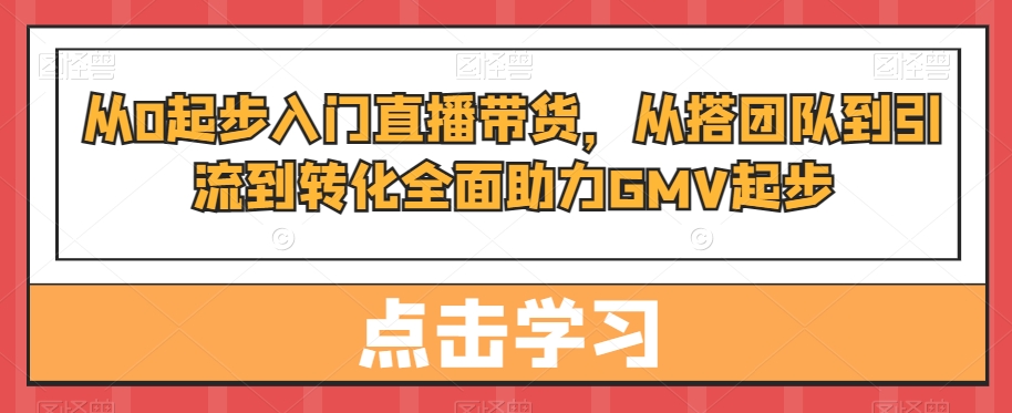 从0起步入门直播带货，​从搭团队到引流到转化全面助力GMV起步-小艾项目网