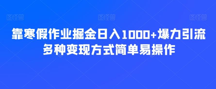 靠寒假作业掘金日入1000+爆力引流多种变现方式简单易操作-小艾项目网