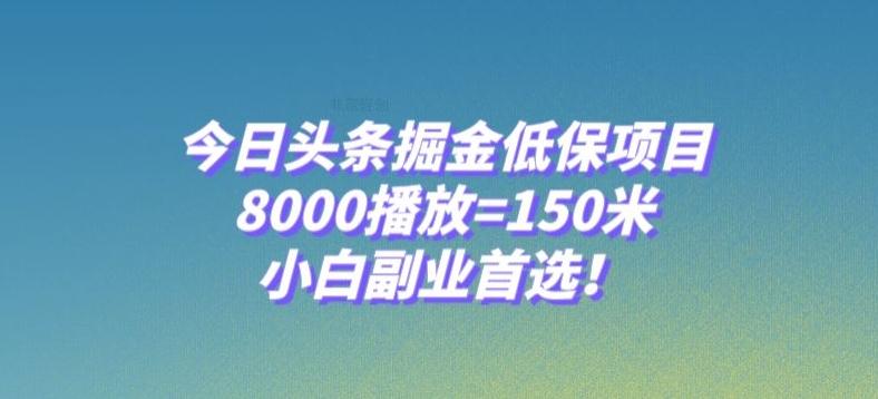 今日头条掘金低保项目，8000播放=150米，小白副业首选【揭秘】-小艾项目网