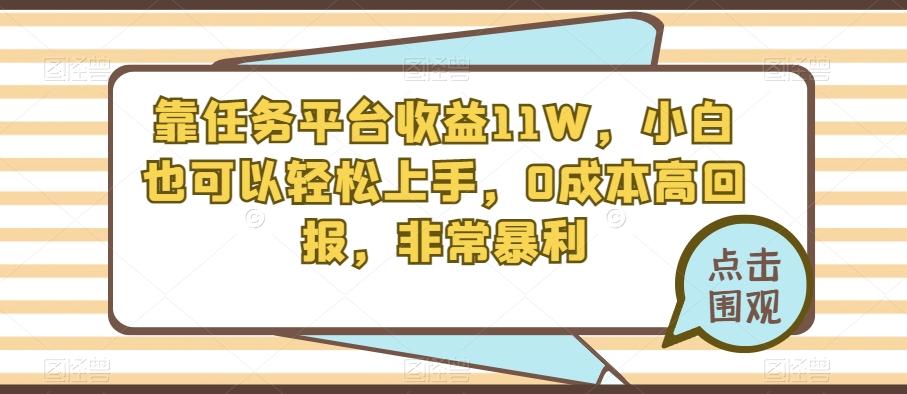 靠任务平台收益11W，小白也可以轻松上手，0成本高回报，非常暴利-小艾项目网
