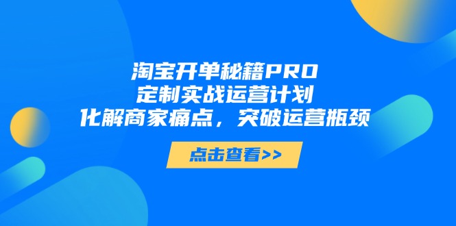 淘宝开单秘籍PRO，定制实战运营计划，化解商家痛点，突破运营瓶颈-小艾项目网