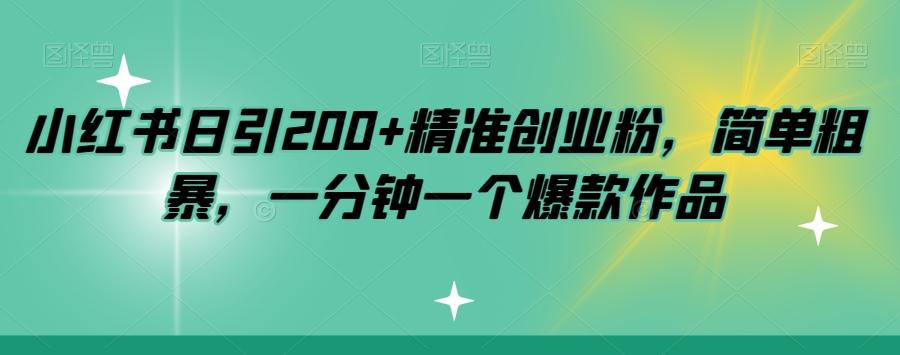 小红书日引200+精准创业粉，简单粗暴，一分钟一个爆款作品【揭秘】-小艾项目网