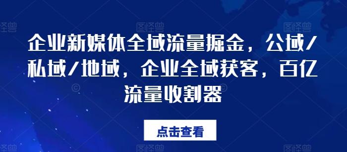 企业新媒体全域流量掘金，公域/私域/地域，企业全域获客，百亿流量收割器-小艾项目网