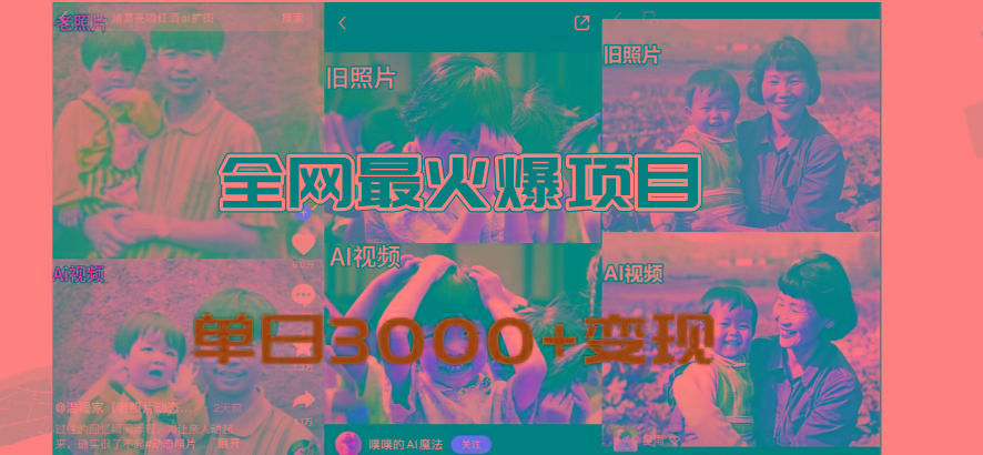 全网爆火的AI让老照片动起来教程，蹭热点日赚3000+，内含免费工具一键…-小艾项目网