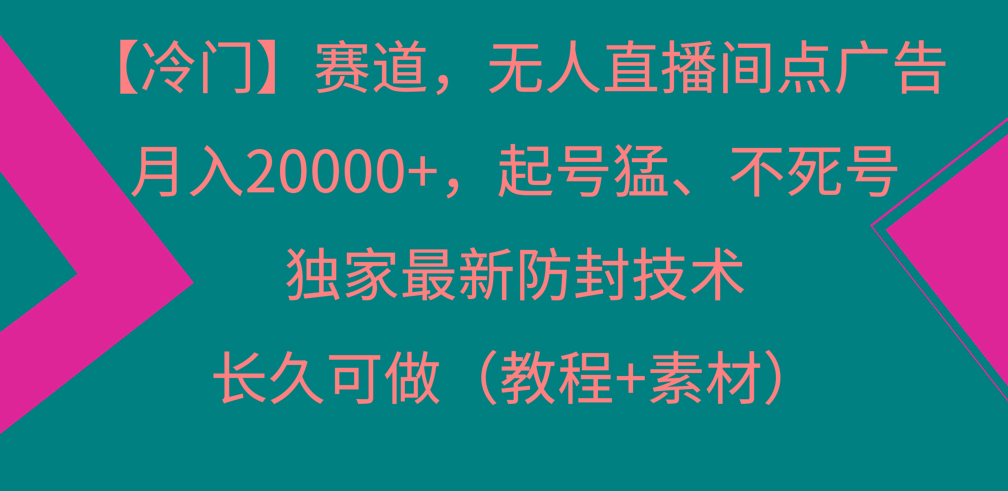 【冷门】赛道，无人直播间点广告，月入20000+，起号猛、不死号，独家最...-小艾项目网