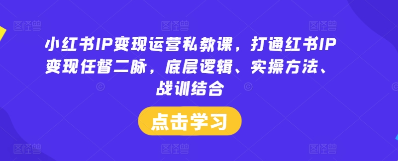 小红书IP变现运营私教课，打通红书IP变现任督二脉，底层逻辑、实操方法、战训结合-小艾项目网