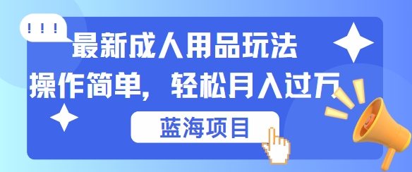 最新成人用品项目玩法，操作简单，动动手，轻松日入几张【揭秘】-小艾项目网