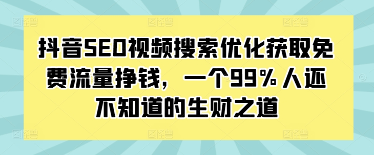 抖音SEO视频搜索优化获取免费流量挣钱，一个99%人还不知道的生财之道-小艾项目网