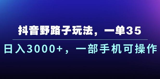 抖音野路子玩法，一单35.日入3000+，一部手机可操作-小艾项目网