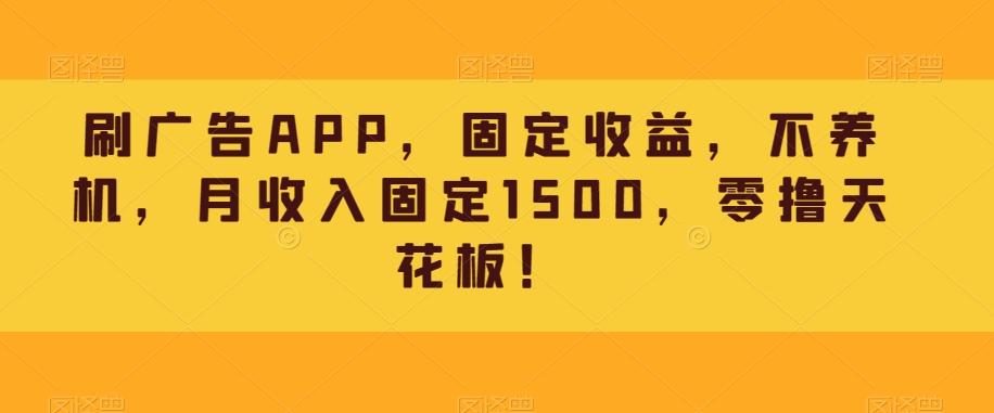 刷广告APP，固定收益，不养机，月收入固定1500，零撸天花板！-小艾项目网