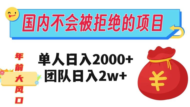 在国内不怕被拒绝的项目，单人日入2000，团队日入20000+【揭秘】-小艾项目网