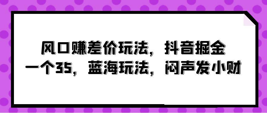 (10022期)风口赚差价玩法，抖音掘金，一个35，蓝海玩法，闷声发小财-小艾项目网