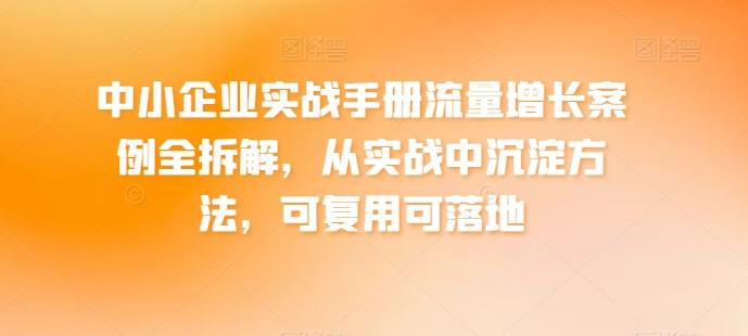 中小企业实战手册流量增长案例全拆解，从实战中沉淀方法，可复用可落地-小艾项目网