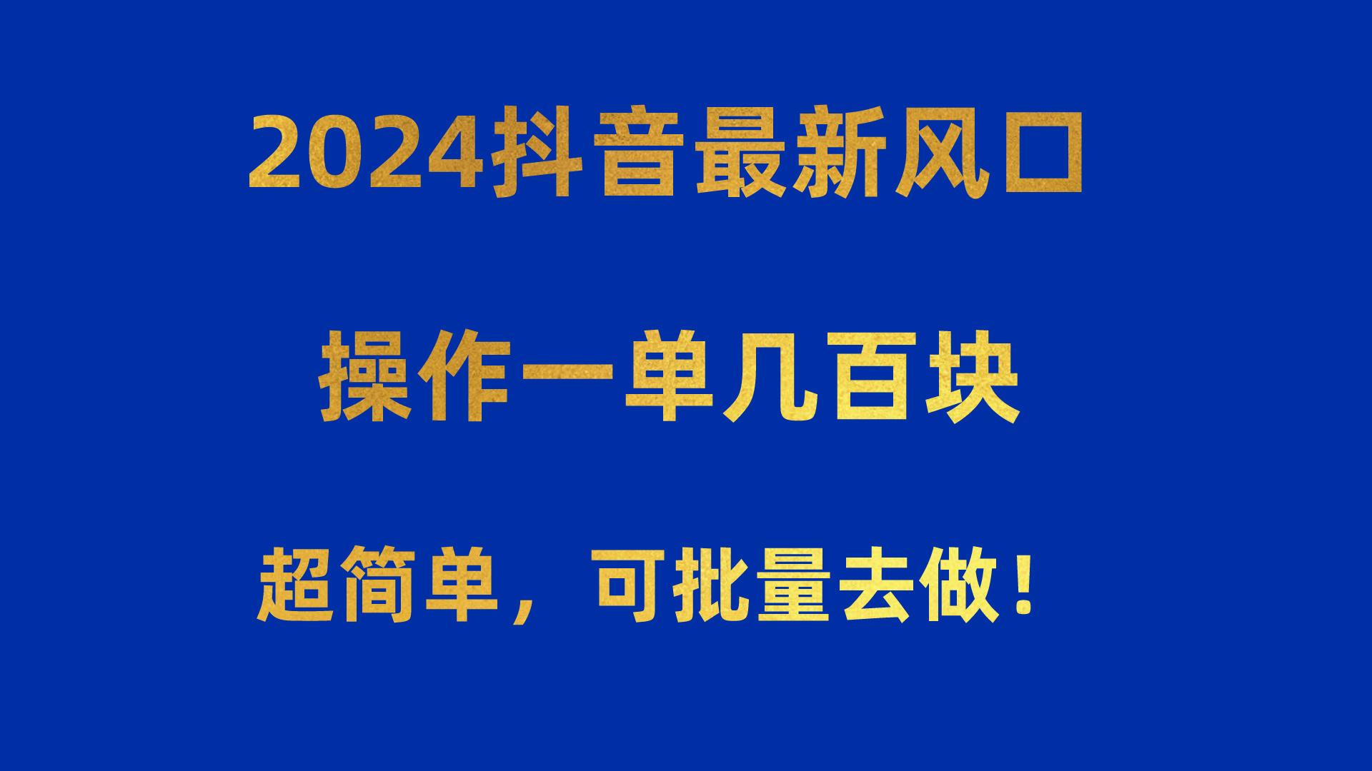 2024抖音最新风口！操作一单几百块！超简单，可批量去做！！！-小艾项目网