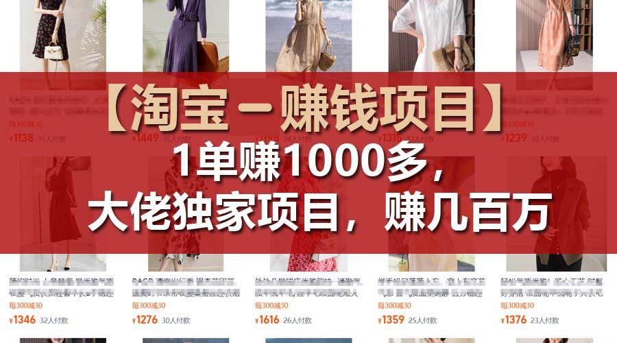 【淘宝赚钱项目】1单可赚1000多，大佬独家项目，年赚几百万-小艾项目网