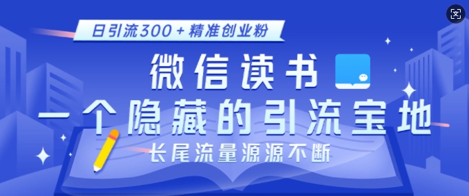 微信读书，一个隐藏的引流宝地，不为人知的小众打法，日引流300+精准创业粉，长尾流量源源不断-小艾项目网