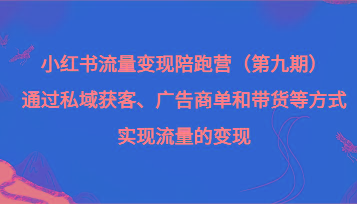 小红书流量变现陪跑营（第九期）通过私域获客、广告商单和带货等方式实现流量变现-小艾项目网