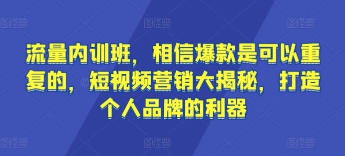 流量内训班，相信爆款是可以重复的，短视频营销大揭秘，打造个人品牌的利器-小艾项目网
