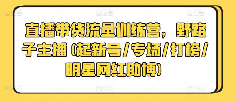 直播带货流量训练营，野路子主播(起新号/专场/打榜/明星网红助博)-小艾项目网