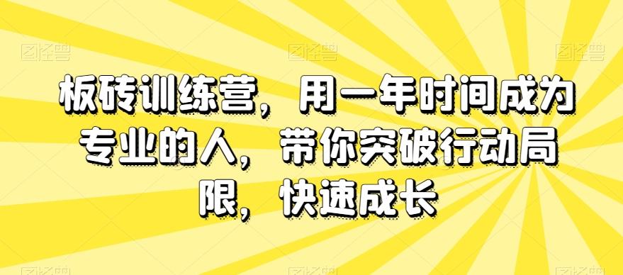 板砖训练营，用一年时间成为专业的人，带你突破行动局限，快速成长-小艾项目网