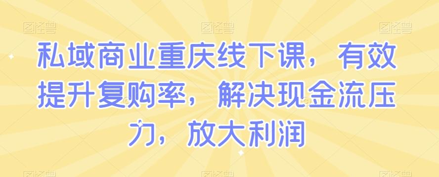 私域商业重庆线下课，有效提升复购率，解决现金流压力，放大利润-小艾项目网