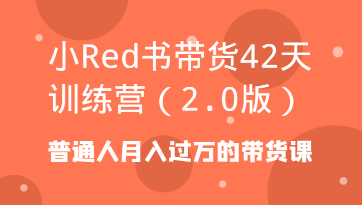 小Red书带货42天训练营(2.0版)普通人月入过万的带货课-小艾项目网