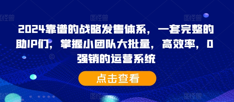 2024靠谱的战略发售体系，一套完整的助IP们，掌握小团队大批量，高效率，0 强销的运营系统-小艾项目网