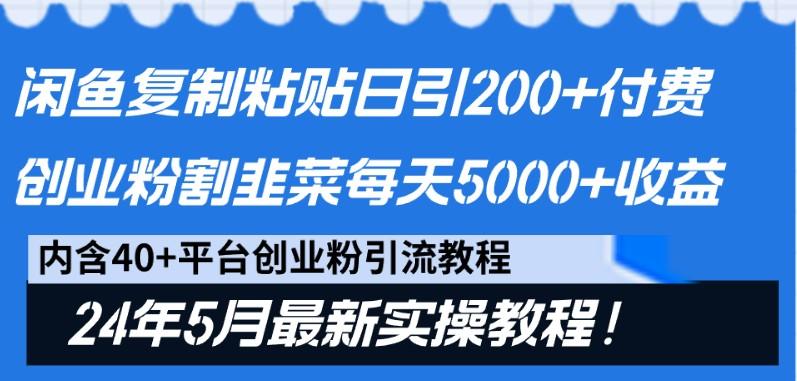 闲鱼复制粘贴日引200+付费创业粉，24年5月最新方法！割韭菜日稳定5000+收益-小艾项目网