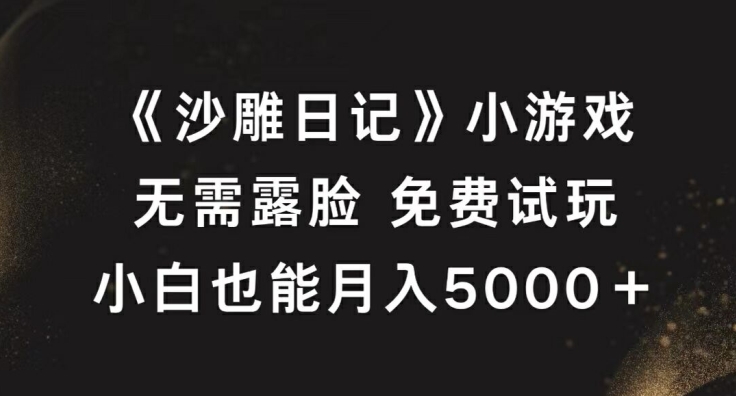《沙雕日记》小游戏，无需露脸免费试玩，小白也能月入5000+【揭秘】-小艾项目网