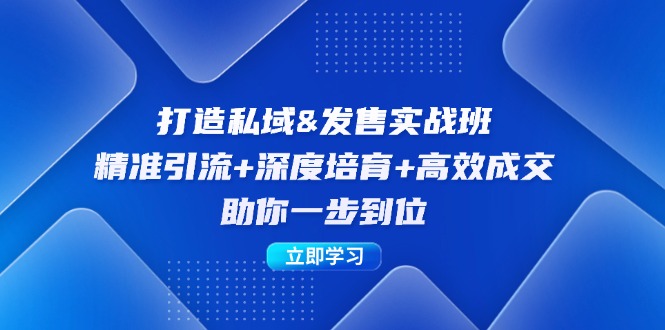 打造私域&发售实操班：精准引流+深度培育+高效成交，助你一步到位-小艾项目网