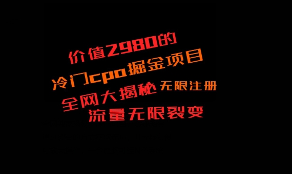 价值2980的CPA掘金项目大揭秘，号称当天收益200+，不见收益包赔双倍-小艾项目网