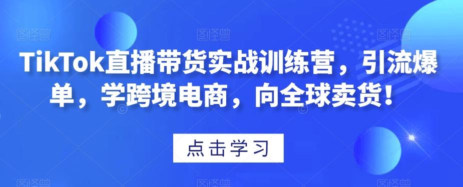 TikTok直播带货实战训练营，引流爆单，学跨境电商，向全球卖货！-小艾项目网