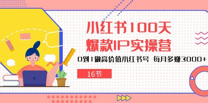 小红书100天-爆款IP实操营，0到1做高价值小红书号 每月多赚3000+(16节-小艾项目网