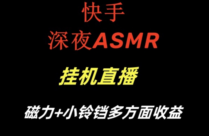 快手深夜ASMR挂机直播，磁力+小铃铛收益(附带工具和5G素材)【揭秘】-小艾项目网