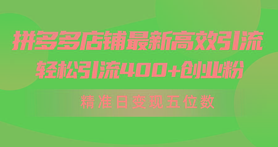 (10041期)拼多多店铺最新高效引流术，轻松引流400+创业粉，精准日变现五位数！-小艾项目网