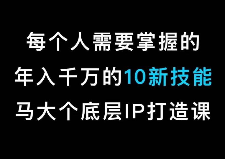 马大个的IP底层逻辑课，​每个人需要掌握的年入千万的10新技能，约会底层IP打造方法！-小艾项目网