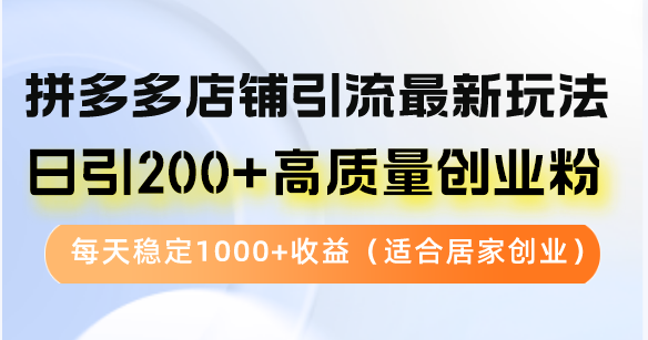 拼多多店铺引流最新玩法，日引200+高质量创业粉，每天稳定1000+收益(...-小艾项目网