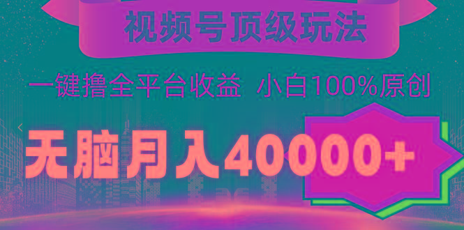 (9281期)视频号顶级玩法，无脑月入40000+，一键撸全平台收益，纯小白也能100%原创-小艾项目网