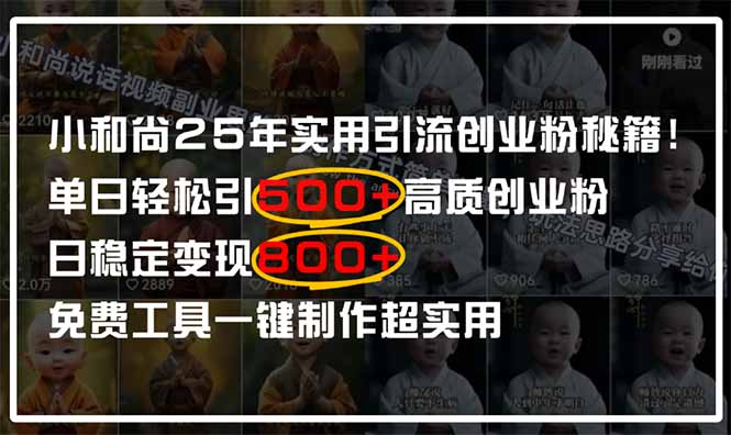 小和尚2025年实用引流秘籍！单日轻松引500+高质量创业粉，日变现800+，...-小艾项目网