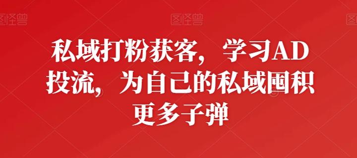 私域打粉获客，学习AD投流，为自己的私域囤积更多子弹-小艾项目网