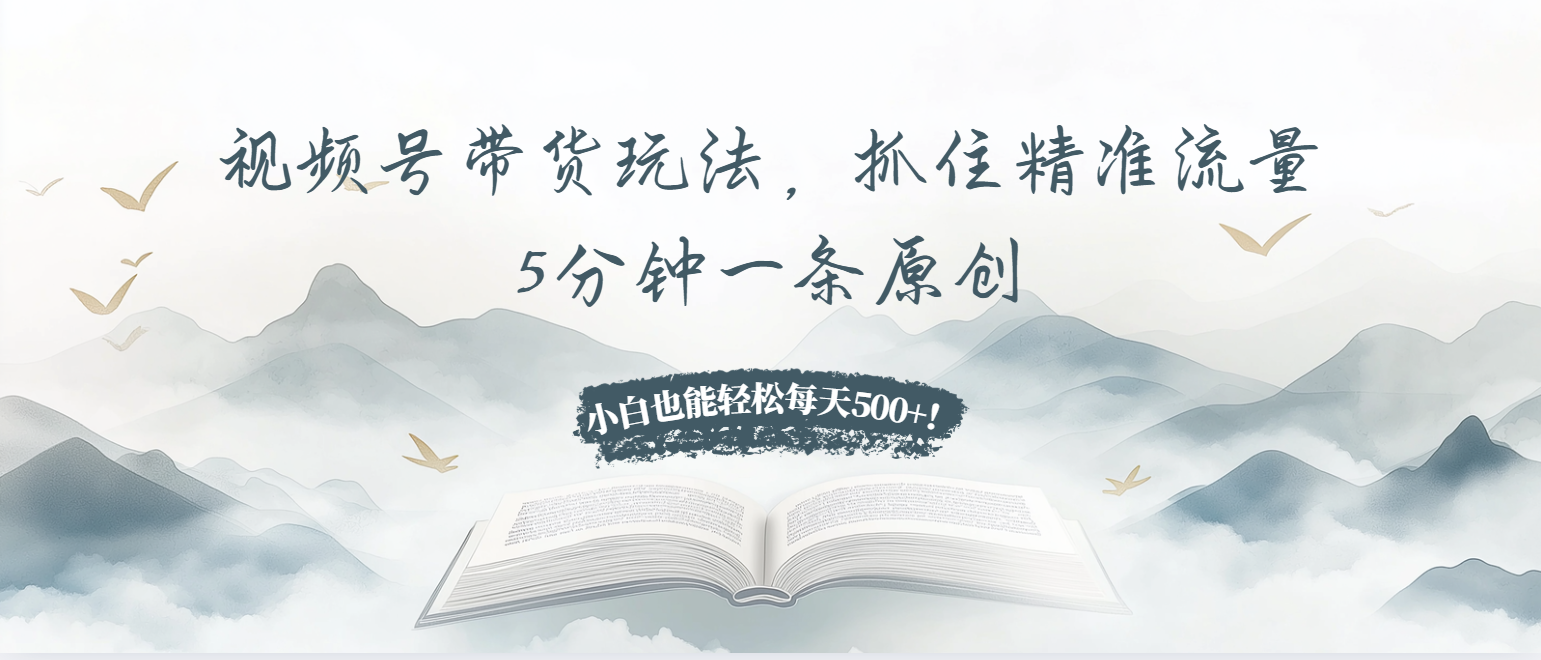 视频号带货玩法，抓住精准流量，5分钟一条原创，小白也能轻松每天500+！-小艾项目网