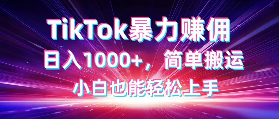 TikTok搬运暴力赚佣，日入1000+，简单搬运，小白也能轻松上手-小艾项目网