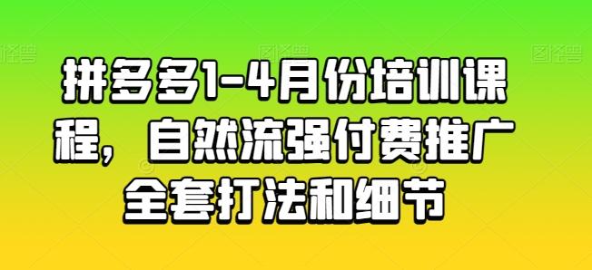 拼多多1-4月份培训课程，自然流强付费推广全套打法和细节-小艾项目网