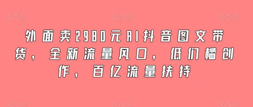 外面卖2980元AI抖音图文带货，全新流量风口，低们槛创作，百亿流量扶持-小艾项目网