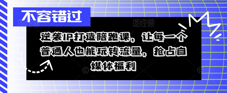 逆袭IP打造陪跑课，让每一个普通人也能玩转流量，抢占自媒体福利-小艾项目网
