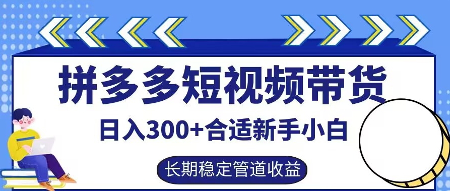 拼多多短视频带货日入300+有长期稳定被动收益，合适新手小白【揭秘】-小艾项目网