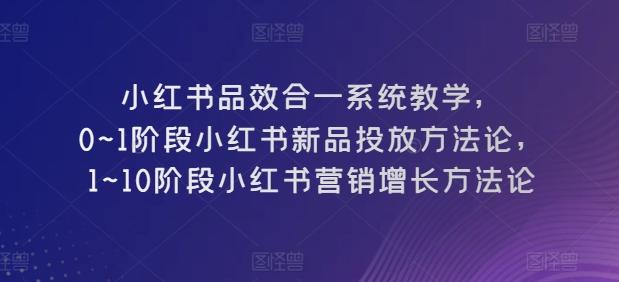 小红书品效合一系统教学，​0~1阶段小红书新品投放方法论，​1~10阶段小红书营销增长方法论-小艾项目网