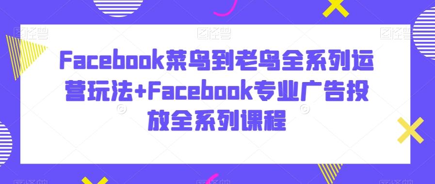 Facebook菜鸟到老鸟全系列运营玩法+Facebook专业广告投放全系列课程-小艾项目网