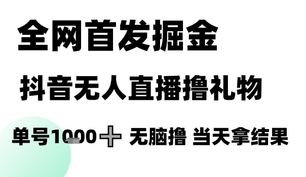全网首发掘金抖音无人直播撸礼物，单号1k +无脑撸，当天拿结果【揭秘】-小艾项目网