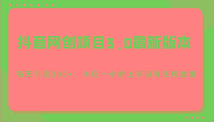 抖音网创项目3.0最新版本，每天引流300+，小白一小时上手没有任何难度-小艾项目网